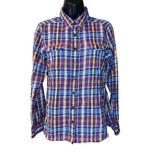 PATAGONIA Long-Sleeved Fjord Organic Flannel Shirt in Roadie Purple Ikat, Size 8 - Picture 1 of 5